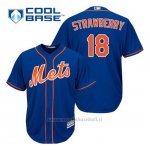 Maglia Baseball Uomo New York Mets Darryl Strawberry 18 Blu Alterner 1ªCool Base