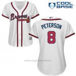 Maglia Baseball Donna Atlanta Braves 8 Jace Peterson Bianco Autentico Collezione Cool Base