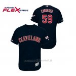 Maglia Baseball Uomo Cleveland Indians Carlos Carrasco 150th Aniversario Patch 2019 All Star Game Flex Base Blu