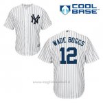 Maglia Baseball Uomo New York Yankees Wade Boggs 12 Bianco 1ªCool Base