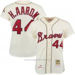 Maglia Baseball Uomo Atlanta Braves 44 Hank Aaron Crema Turn Back The Clock