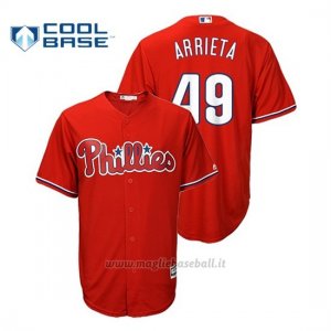 Maglia Baseball Uomo Philadelphia Phillies Jake Arrieta Cool Base Fashion Majestic Official Scarlet