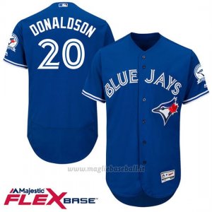 Maglia Baseball Uomo Toronto Blue Jays Josh Donaldson 20 Blu Flex Base Autentico Collezione 40 Anniversario