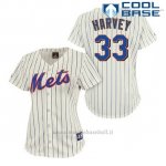 Maglia Baseball Uomo New York Mets Matt Harvey 33 Crema Cool Base