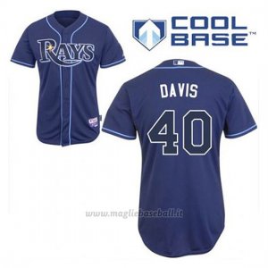 Maglia Baseball Uomo Tampa Bay Rays Wade Davis 40 Blu Blu Alterner Cool Base