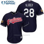 Maglia Baseball Uomo Cleveland Indians Corey Kluber 28 Blu 2017 Allenamento Primaverile Cool Base Giocatore