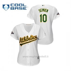 Maglia Baseball Donna Oakland Athletics 10 Marcus Semien 2019 Postseason Cool Base Bianco