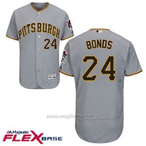 Maglia Baseball Uomo Pittsburgh Pirates Barry Bonds Majestic Autentico Collezione Flex Base Grigio Giocatore
