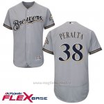Maglia Baseball Uomo Milwaukee Brewers Wily Peralta Grigio Autentico Collezione Flex Base