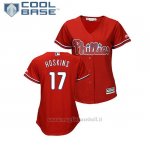 Maglia Baseball Donna Philadelphia Phillies Rhys Hoskins Cool Base Majestic Rosso
