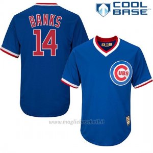 Maglia Baseball Uomo Chicago Cubs 14 Ernie Bankscooperstown Collezione Giocatore Cool Base