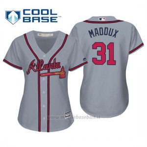 Maglia Baseball Donna Atlanta Braves Greg Maddux Cool Base Majestic Road 2019 Grigio