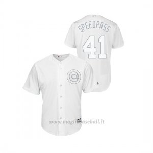 Maglia Baseball Hombre Chicago Cubs 41 Steve Cishek 2019 Players Weekend Speedpass Replica Bianco