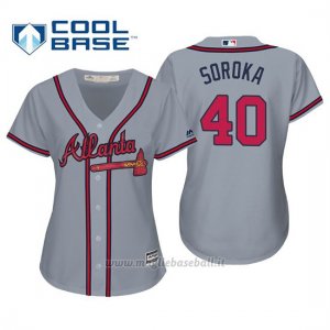 Maglia Baseball Donna Atlanta Braves Mike Soroka Cool Base Majestic Road 2019 Grigio