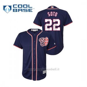 Maglia Baseball Bambino Washington Nationals 22 Juan Soto Cool Base Alternato Blu
