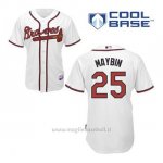 Maglia Baseball Uomo Atlanta Braves 25 Cameron Maybin Bianco 1ªCool Base