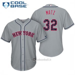 Maglia Baseball Uomo New York Mets 2017 Estrellas y Rayas Steven Matz Grigio Cool Base