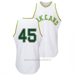 Maglia Baseball Uomo Oakland Athletics Jharel Cotton Throwback 1968 Bianco