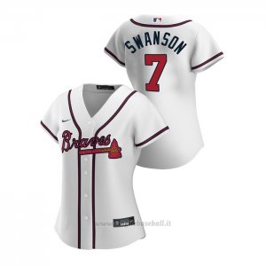 Maglia Baseball Donna Atlanta Braves Dansby Swanson 2020 Replica Primera Bianco