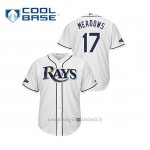 Maglia Baseball Uomo Tampa Bay Rays 17 Austin Meadows 2019 Postseason Cool Base Bianco