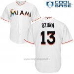 Maglia Baseball Uomo Miami Marlins Marcell Ozuna Bianco Autentico Collezione Cool Base