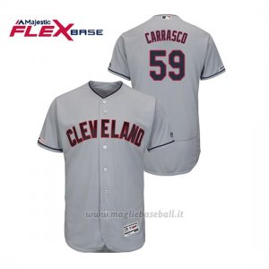 Maglia Baseball Uomo Cleveland Indians Carlos Carrasco 150th Aniversario Patch Flex Base Grigio