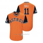Maglia Baseball Uomo Houston Astros Evan Gattis 2018 Llws Players Weekend Bull Orange