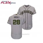 Maglia Baseball Uomo San Francisco Giants Buster Posey 2018 Dia de los Caidos Flex Base Grigio