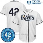 Maglia Baseball Uomo Tampa Bay Rays Jackie Robinson Cool Base Bianco Majestic