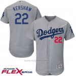 Maglia Baseball Uomo Los Angeles Dodgers Clayton Kershaw Majestic Autentico Collezione Grigio Flex Base