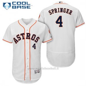 Maglia Baseball Uomo Houston Astros 4 George Springer Biancohome Autentico Collezione Giocatore Cool Base