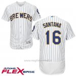 Maglia Baseball Uomo Milwaukee Brewers Domingo Santana Bianco Autentico Collezione Flex Base