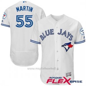 Maglia Baseball Uomo Toronto Blue Jays Russell Martin Majestic Autentico Collezione Bianco Flex Base