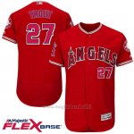 Maglia Baseball Uomo Los Angeles Angels Mike Trout 27 Rosso Flex Base Autentico Collezione Giocatore