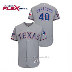 Maglia Baseball Uomo Texas Rangers Matt Davidson 150th Aniversario Patch Autentico Flex Base Grigio