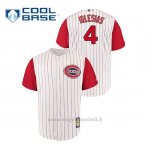 Maglia Baseball Uomo Cincinnati Reds 4 Jose Iglesias Throwback 1961 Cool Base Bianco Rosso