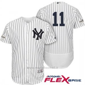 Maglia Baseball Uomo New York Yankees 2017 Postseason Brett Gardner Bianco Flex Base