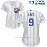 Maglia Baseball Donna Chicago Cubs Bianco 9 Javier Baez Autentico Collezione Cool Base