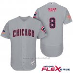 Maglia Baseball Uomo Chicago Cubs 2017 Estrellas y Rayas Cubs 8 Ian Happ Grigio Flex Base