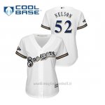Maglia Baseball Donna Milwaukee Brewers 52 Jimmy Nelson 2019 Postseason Cool Base Bianco