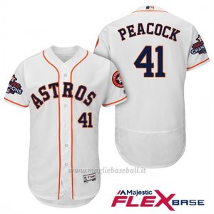 Maglia Baseball Uomo Houston Astros 2017 World Series Campione Brad Peacock Bianco Flex Base