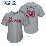 Maglia Baseball Uomo Miami Marlins 2017 Estrellas y Rayas Edinson Volquez Grigio Cool Base
