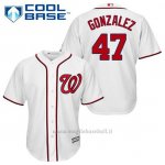 Maglia Baseball Uomo Washington Nationals Gio Gonzalez 47 Bianco 1ªCool Base