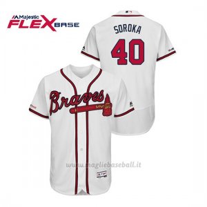 Maglia Baseball Uomo Atlanta Braves Mike Soroka 150th Aniversario Patch Flex Base Bianco