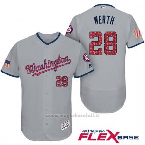 Maglia Baseball Uomo Washington Nationals 2017 Estrellas y Rayas Jayson Werth Grigio Flex Base