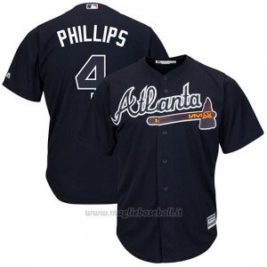 Maglia Baseball Uomo Atlanta Braves 4 Brandon Phillips Blu Alterner Cool Base