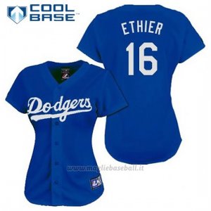 Maglia Baseball Uomo Los Angeles Dodgers Andre Ethier 16 Blu Cool Base