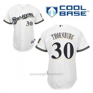 Maglia Baseball Uomo Milwaukee Brewers Tyler Thornburg 30 Bianco 1ªCool Base