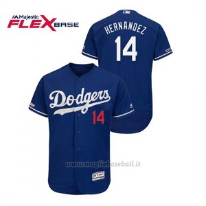 Maglia Baseball Uomo Los Angeles Dodgers Enrique Hernandez 150th Aniversario Patch Flex Base Blu