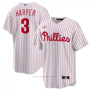 Maglia Baseball Uomo Philadelphia Phillies Bryce Harper Primera Replica Bianco Rosso